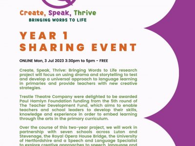 Create, Speak, Thrive - Year 1 Sharing Event (ONLINE)