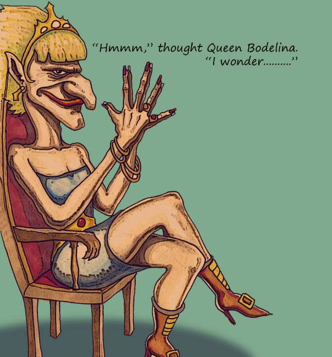Queen Bodelina on her throne