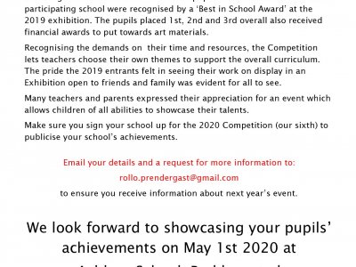 DYA 2020 Exhibition will be at Ashlyns School 2nd May 2020