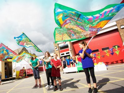 Holmfirth Arts Festival Banner Parade