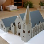 1:50 scale model of church and hall