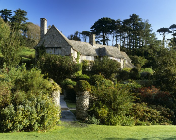 A view of the house across the top garden