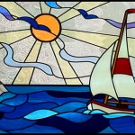 Stained glass - Boat & lighthouse window