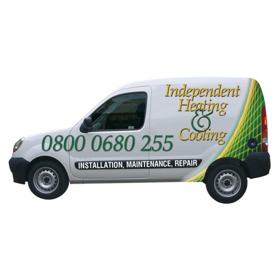 Corporate livery for Independent Heating's vehicle fleet