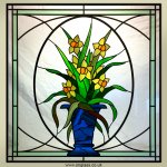Daffodil pattern stained glass window