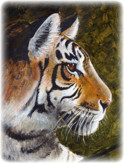 Detail of Tiger & Bird - large acrylic