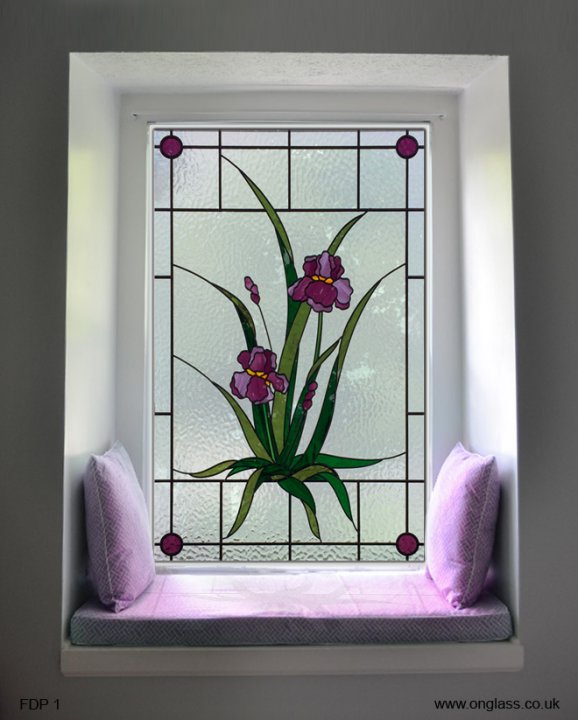 floral pattern stained glass window