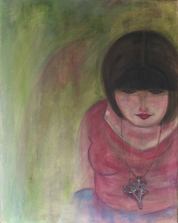 Girl wearing a Hubert Dalwood necklace