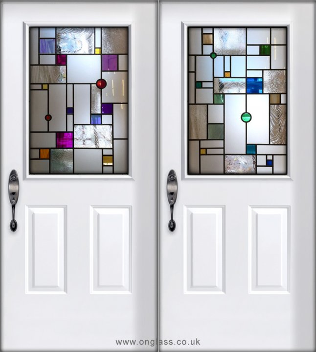 Mondrain inspired front door glass design
