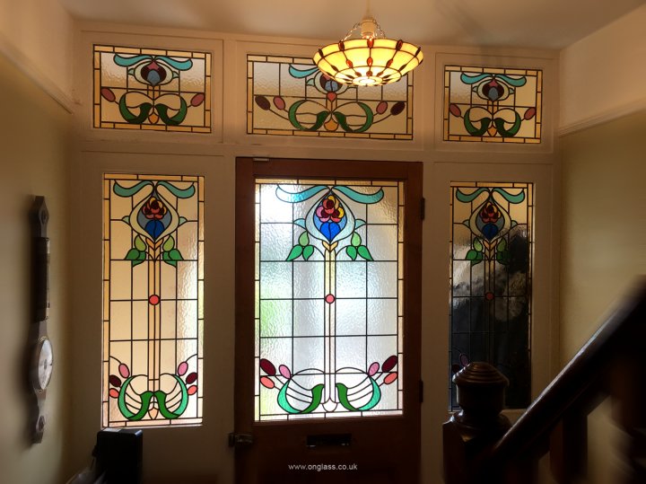 Old style glass panels for the contemporary house.