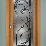 Rennie Mackintosh full length bevel glass & frosted door panel.