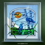 Rook theme stained glass window