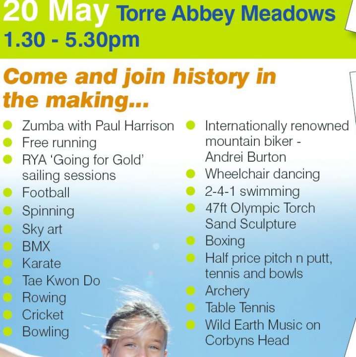 Sunday May 20th Torch Relay Celebration Torre Abbey Meadows...