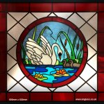 Swan & Cygnet leaded toughened glass door panel