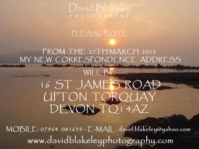 DAVID BLAKELEY PHOTOGRAPHY - change of correspondence address