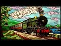 Steam railway locomotive Hornby model train room stained glass w