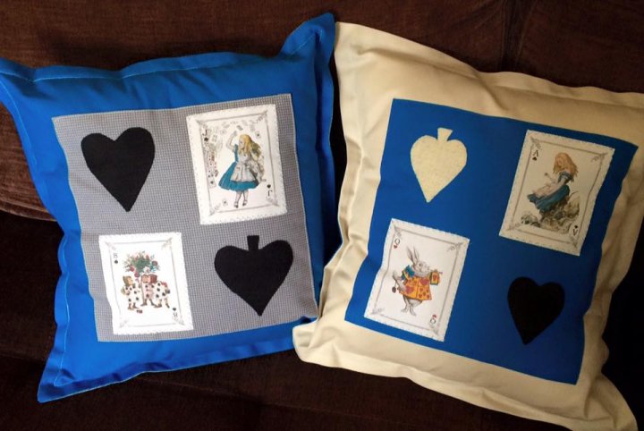 Cushion with Vintage Alice in Wonderland Illustration